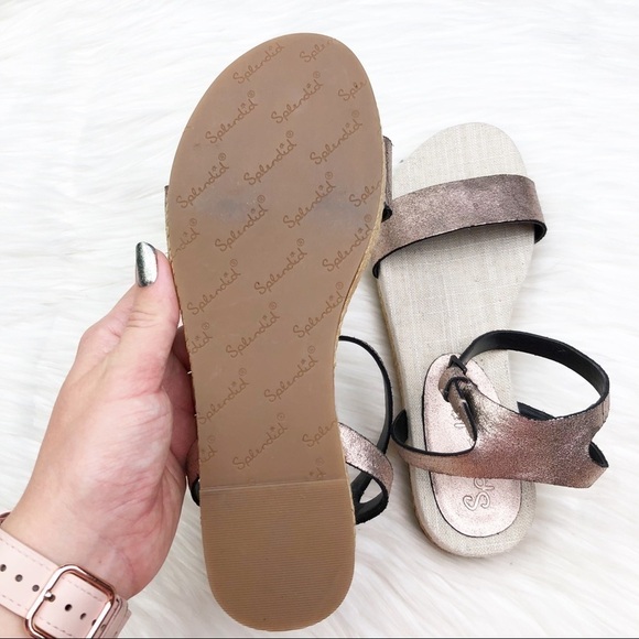 New Splendid Metallic Rose Gold Leather Sandals - Picture 6 of 10